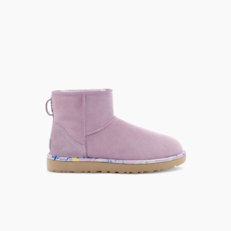 UGG Classic Mini Floral Light Pink Boots for Women (ADHU58024)